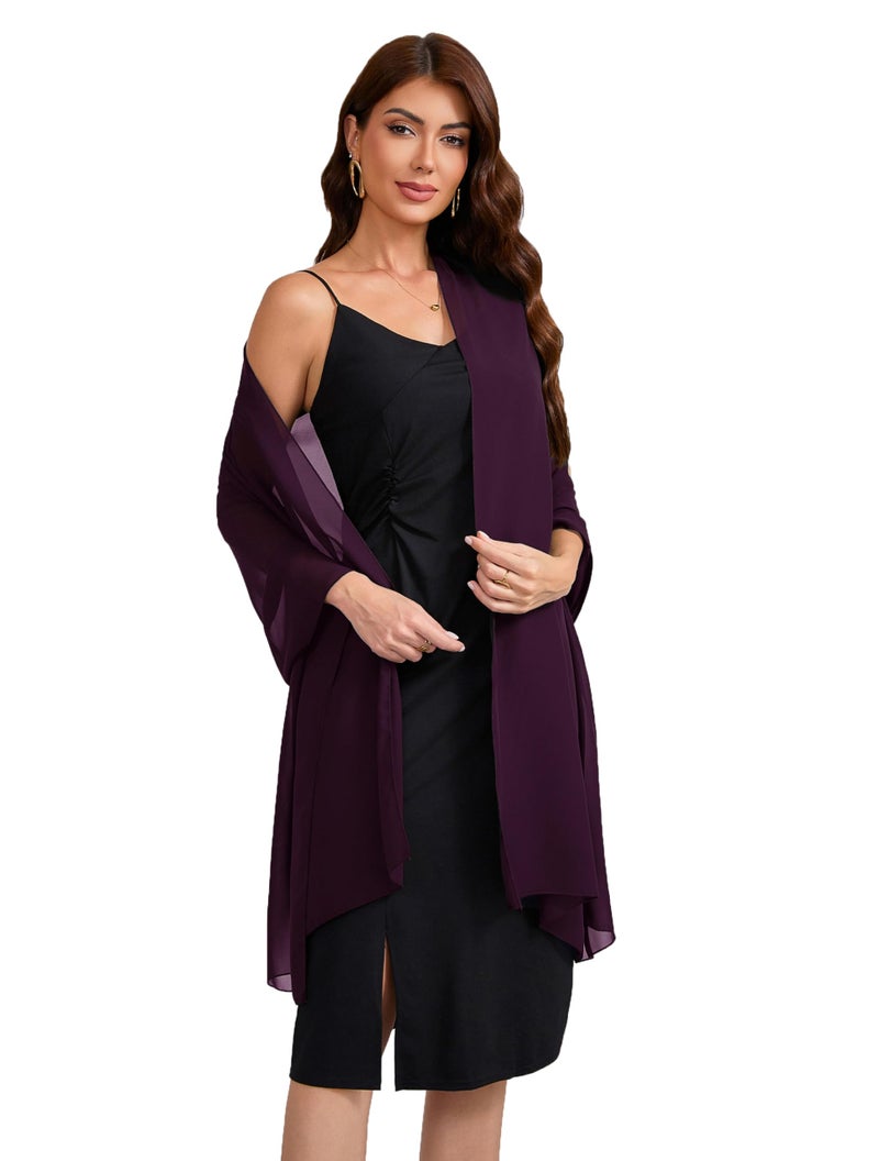 Baoqiya Women's Shawls and Wraps for Evening Dress Chiffon Shawl Soft Elegant Silky Pashmina Wedding Bridal Scarf(Plum Purple, 79"Ã—19") - Image 5